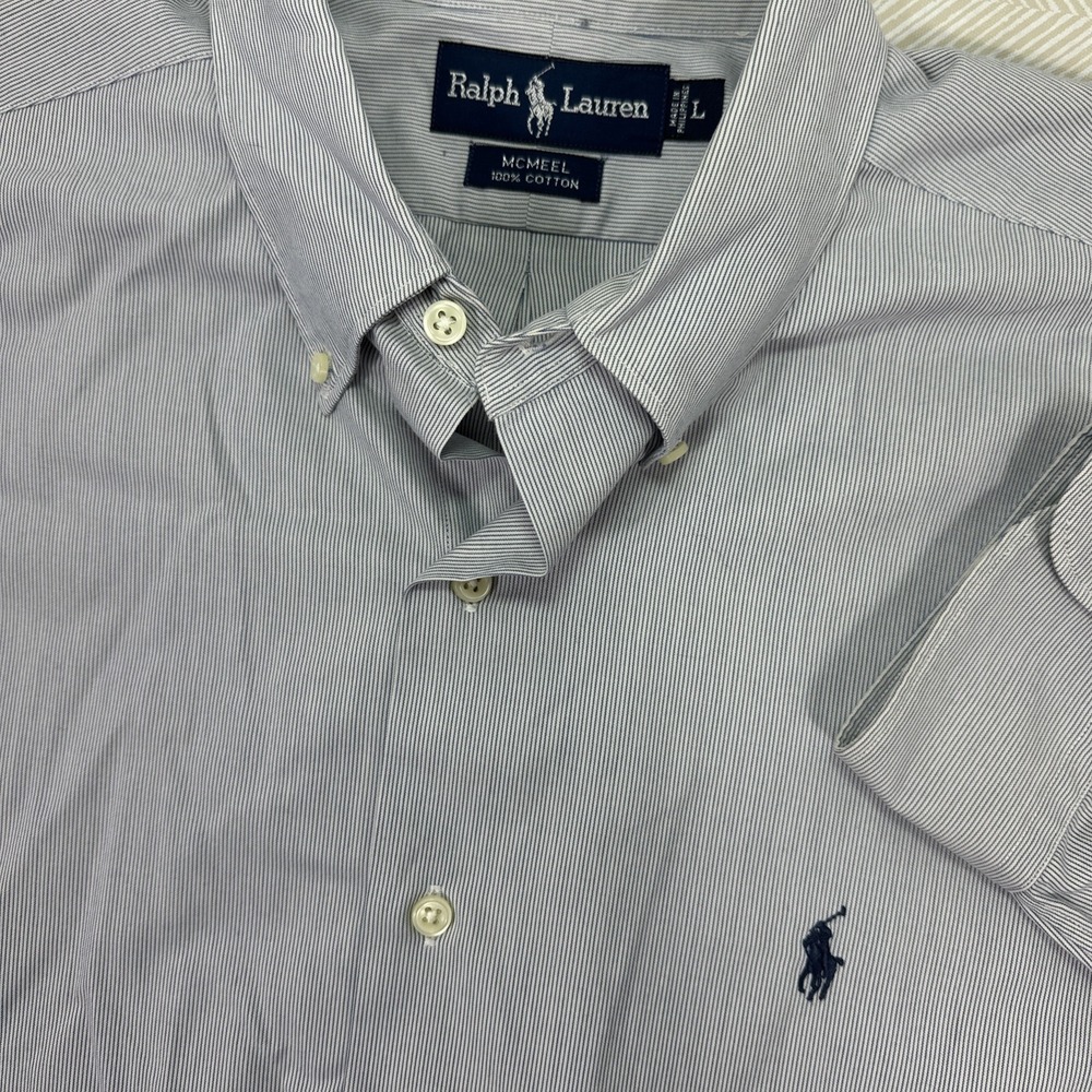 Polo Ralph Lauren Shirt Mens Large McMeel Long Sleeve Button Down Oxford Stripe‎